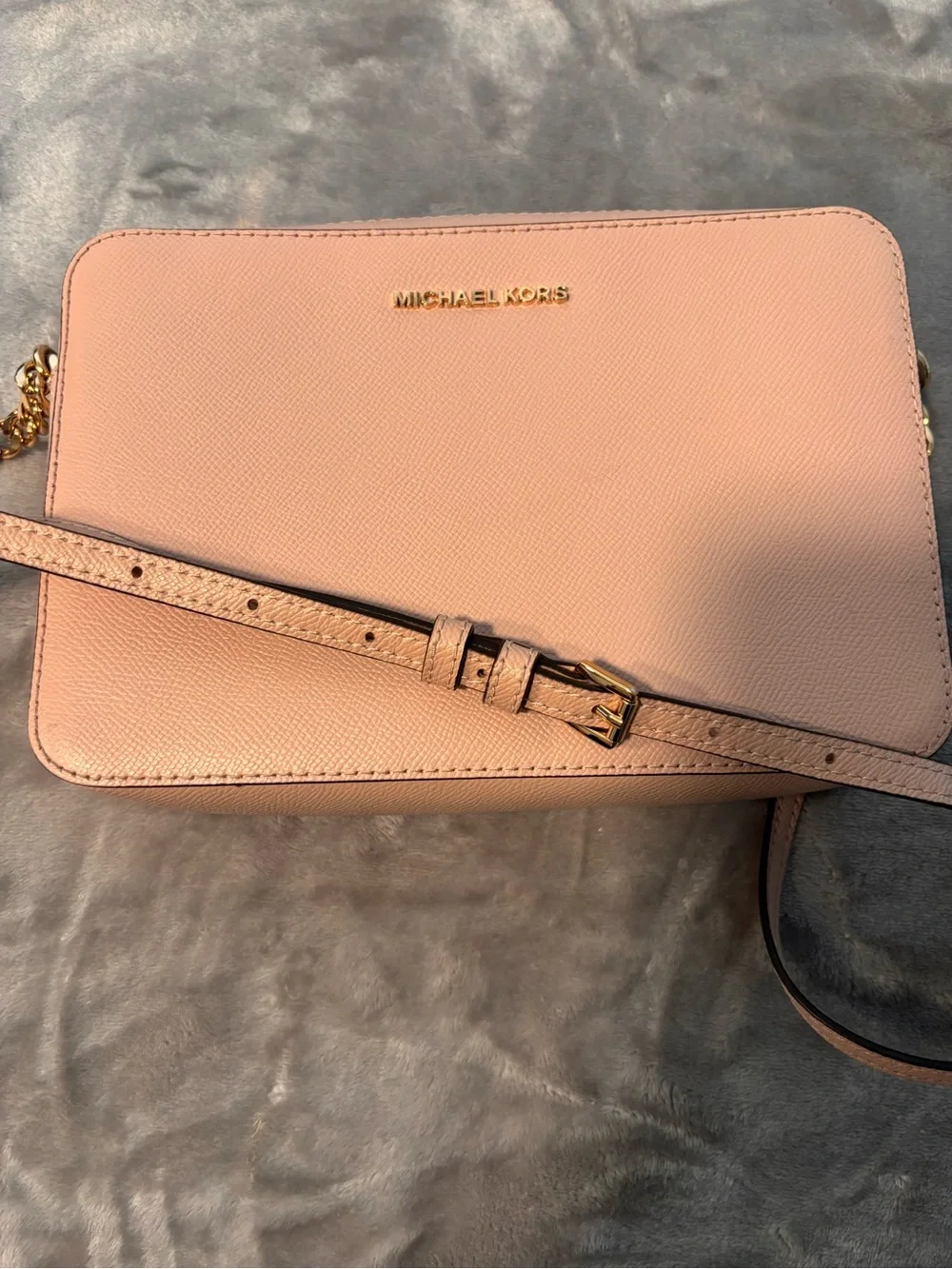 Michael Kors Blush Saffiano Leather Crossbody with Gold Chain